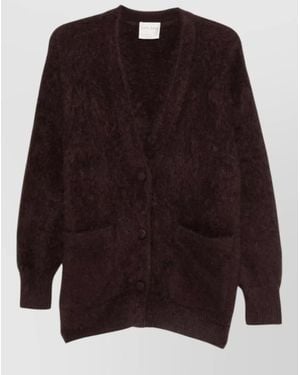 forte_forte Cashmere V-Neck Long-Sleeve Ribbed Cardigan - Brown