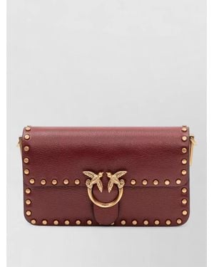 Pinko Silk Nylon Clutch Bag Studs Chain - Red