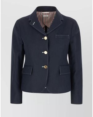 Thom Browne Cotton And Linen Jacket - Blue