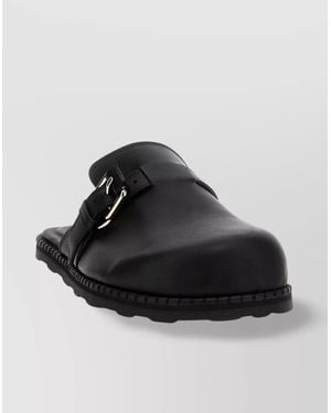 Moschino Leather Buckle Sandals - Black