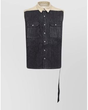 Rick Owens Denim Sleeveless Shirt Jacket - Blue