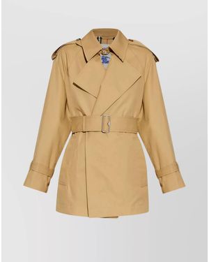Burberry Cotton Double-Breasted Belted Trench Jacket - Natural