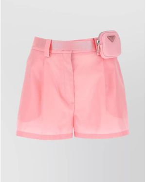Prada Nylon Pleated Short Shorts - Pink