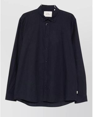 Les Deux Regular Fit Long Sleeve Silk Shirt - Blue