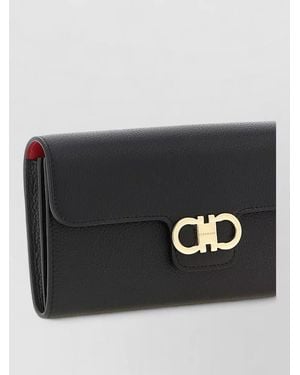 Ferragamo Gancini Leather Clutch Bag - Black