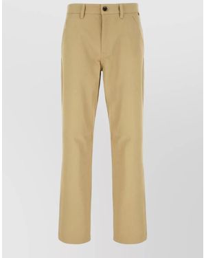 Burberry Tailored Trousers Belt Loops Back Pockets - Natural