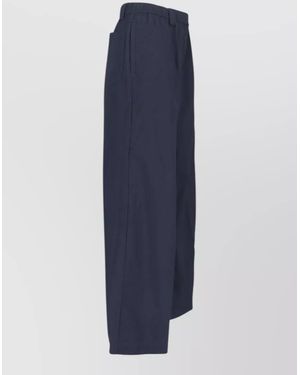 Aspesi Wide Leg Trousers Back And Side Pockets - Blue