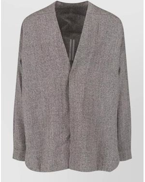 Rick Owens Jacket Long Sleeves Button Detailing Textured Fabric - Gray