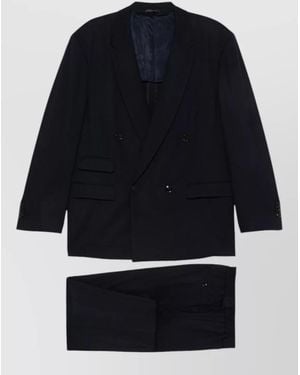 Giorgio Armani Tailored Double Breasted Coat Tapered Leg - Blue