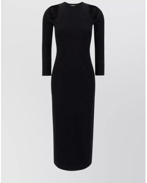 DSquared² Ribbed Cutout Midi Dress - Black
