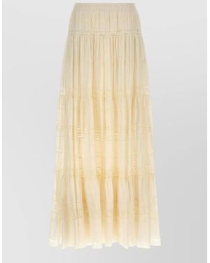 Ermanno Scervino Cotton Lace Insert Full Skirt - Natural