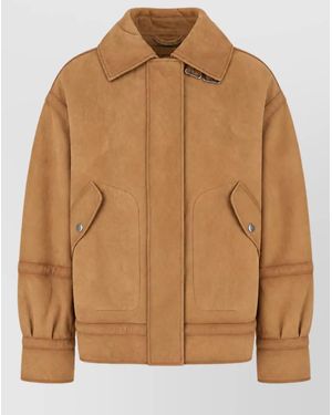 Ermanno Scervino Suede Aviator Bomber Jacket - Brown