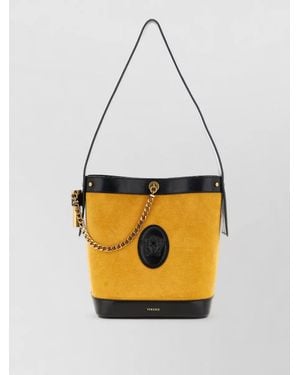 Versace Pivot Small Bucket Bag Chain Strap - White