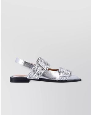 Ganni Metallic Buckle Ballerina Flats