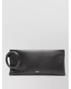 Tom Ford Large Leather Clutch Bag Circular Handle - Grey