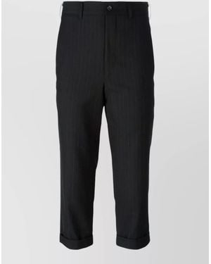Comme des Garçons Cropped Wide Leg Trousers Pinstripe Design - Black