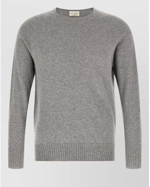 Ma'ry'ya Cashmere Virgin Wool Ribbed Crew Neck Jumper - Grey