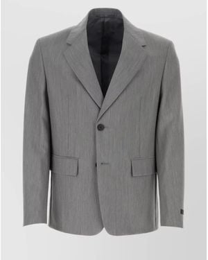 Prada Wool Mohair Single Breasted Blazer - Grey