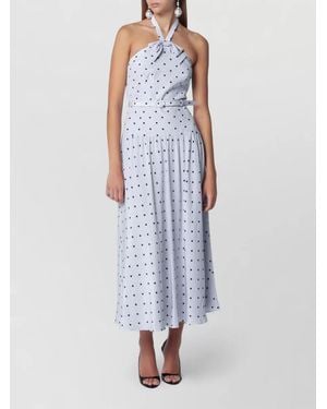 Alessandra Rich Halter Neck Dress Belted Waist Bow - Multicolour