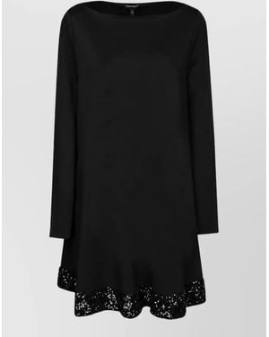 Emporio Armani Boat Neck Long Sleeve Nightdress - Black