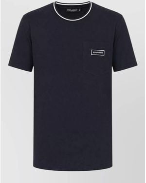 Dolce & Gabbana Short Sleeve T Shirt Chest Pocket Detail - Blue