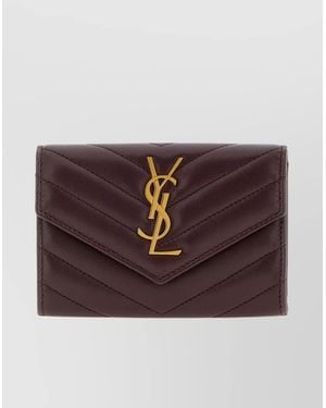 Saint Laurent 'Envelope' Small Wallet Chevron Pattern - Brown