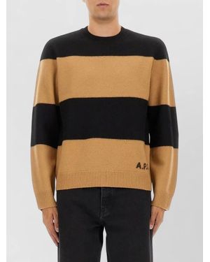 A.P.C. Edwardo Striped Jersey Top Ribbed Trims - Black