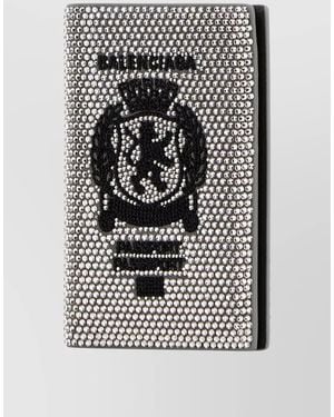 Balenciaga Leather Passport Holder Embellished Design - Grey