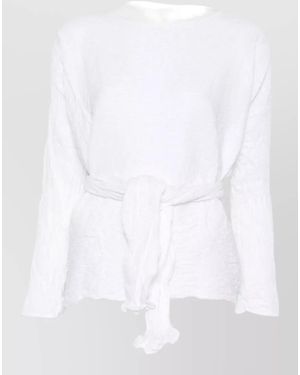 Daniela Gregis Textured Cotton Shorts Belt Loops Tie - White