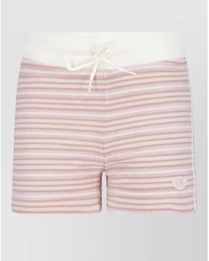adidas Shorts Straight Cut Elastic Waistband Stripes - Pink