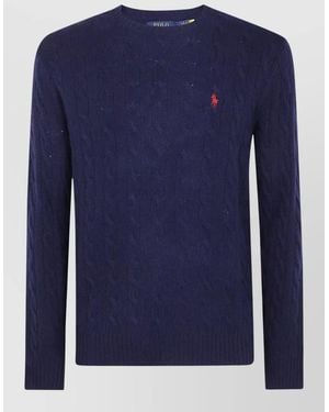Polo Ralph Lauren Long Sleeve Cable Knit Pullover Ribbed Trim - Blue