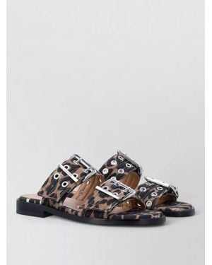 Ganni Buckle Sandals Double Strap Flat Sole - Multicolour