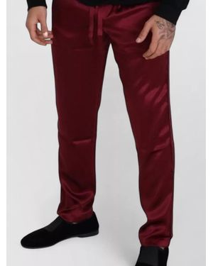 Dolce & Gabbana Silk Dg Lounge Trousers Relaxed Fit - Red