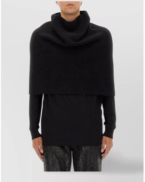 Rick Owens Alpaca Wool Hooded Cowl Cape - Black