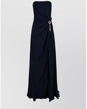 Genny Long Strapless Dress Draped Detail - Blue