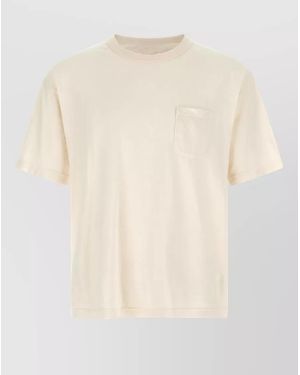 Visvim Wool Linen Ribbed Crew Neck Short Sleeve T-Shirt - Natural