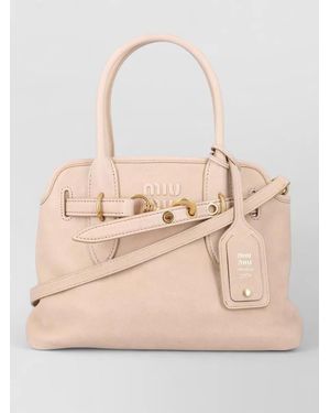Miu Miu Aveture Tote Bag Top Handles Strap - Natural