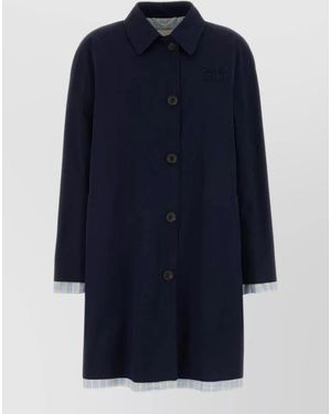 Miu Miu Poplin Trench Coat Contrast Trim Design - Blue