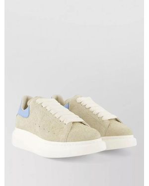 McQueen Oversized Leather Sneakers Textured Upper - Natural