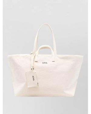 A.P.C. Drummer Canvas Tote Bag Dual Handles - Natural
