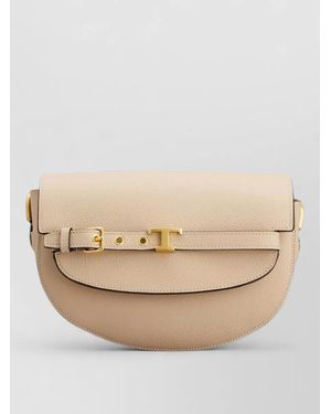 Tod's T Signature Mini Leather Shoulder Crossbody Bag - Natural