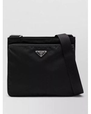 Prada Shoulder Bag Adjustable Leather Strap Design - Black
