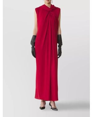 Lanvin Draped Sleeveless Wrap Maxi Dress - Red