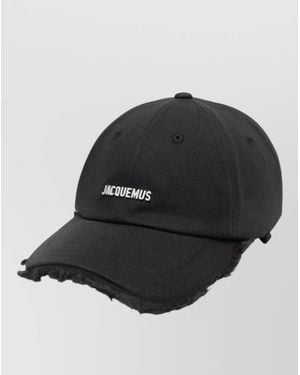 Jacquemus Casual Hat Curved Peak Frayed Edge Eyelets - Black