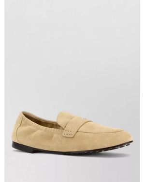 Tory Burch Leather Ballet Loafers - Natural