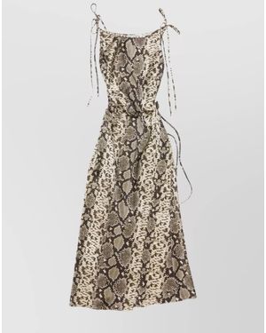 Acne Studios Snake Print Midi Dress With Side Slit - Multicolour