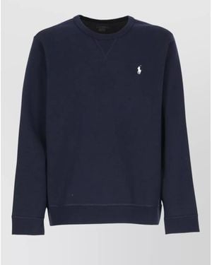 Ralph Lauren Cotton Blend Sweatshirt Elastic Ribbed Trims - Blue