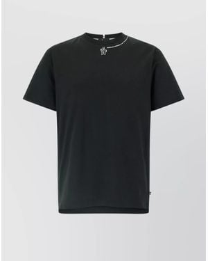 Moncler Cotton T-Shirt With Side Slits And Straight Hem - Black