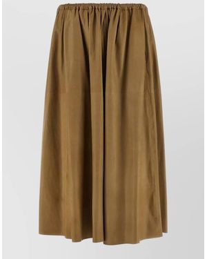 AURALEE Leather Pleated Skirt - Natural