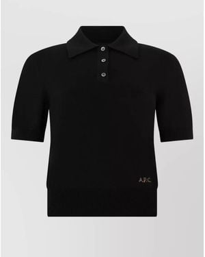 A.P.C. Cotton Cropped Ribbed Cardigan - Black